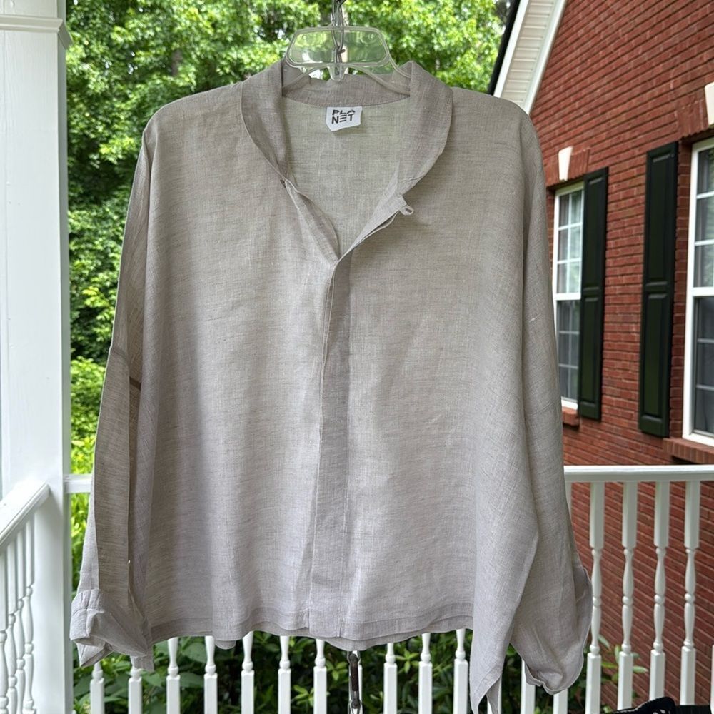 Planet Light Tan Oversized Blouse - One Size Fits All - - Picture 2 of 13